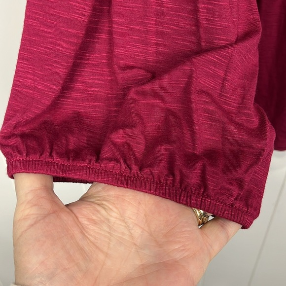 Nurture Womens Knit Tunic 2X Wine Red Pullover Embroidery Peplum Hem Soft Casual - Picture 4 of 14